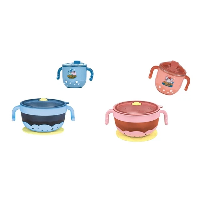 Stainless Steel Baby Water Cups Feeding Bowl Heat-Resistant Cartoon Milk Cup