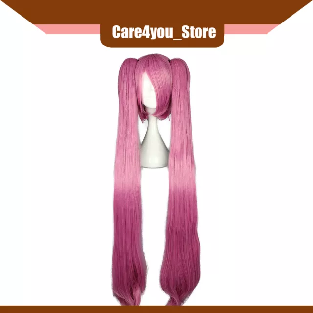 Item of 1 Women 43" Hair Wigs Pink Gradient Long Hair Wigs with Wig Cap