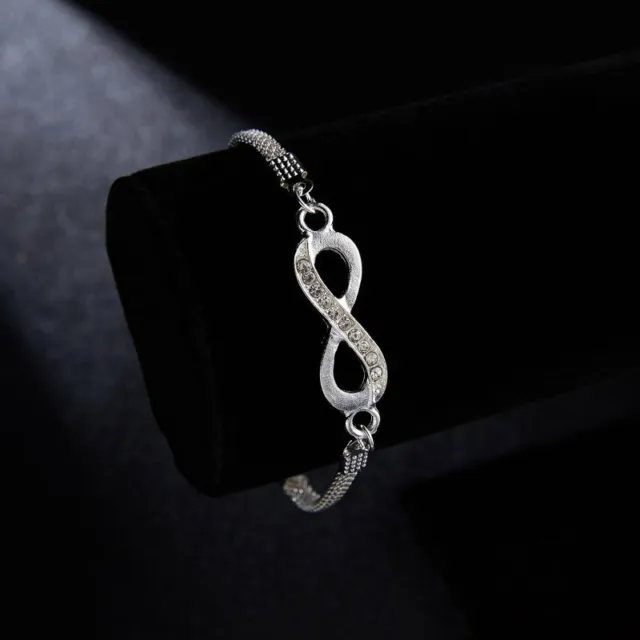 Silver Infinity Friendship Bridesmaid Bracelet Cubic Zircon Crystal Jewelry