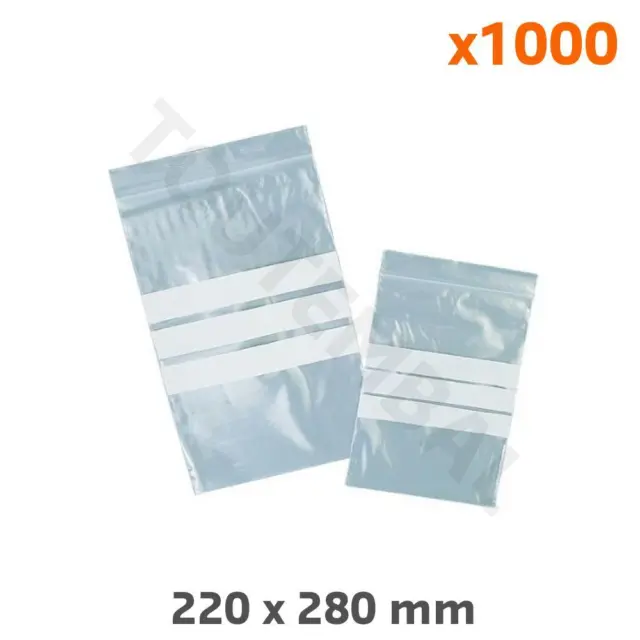 1000 sachets plastiques Zip 40x60 mm Eco avec trou de suspension bande rouge