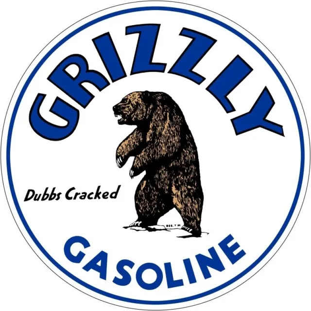 Grizzly Gasoline - Dubbs Cracked NEW Sign: 18" Dia. Round USA STEEL XL- 4 LBS
