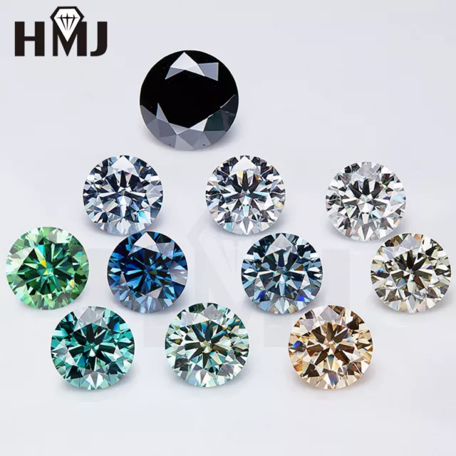 Mixed Color GRA Certified Loose Moissanite Stones Round Gemstone VVS1 All Sizes 3