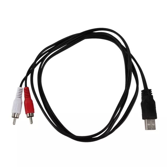 1.5M Usb A Male To 2X Rca Phono Male Av Cable Lead Pc  Aux Audio Video Ada