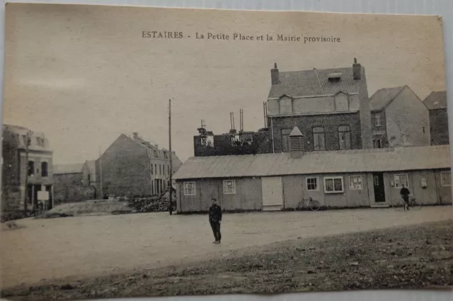Estaires 59 CPA La Small Place and The Town Hall Temporary Good Condition 1930