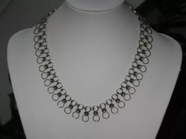 JUGENDSTIL GUSTAV HAUBER 835er SILBER KETTE COLLIER SUPER DESIGN HANDARBEIT