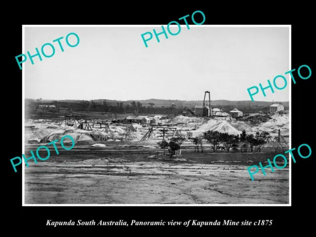 OLD POSTCARD SIZE PHOTO OF KAPUNDA SA PANORAMA OF THE MINES c1875