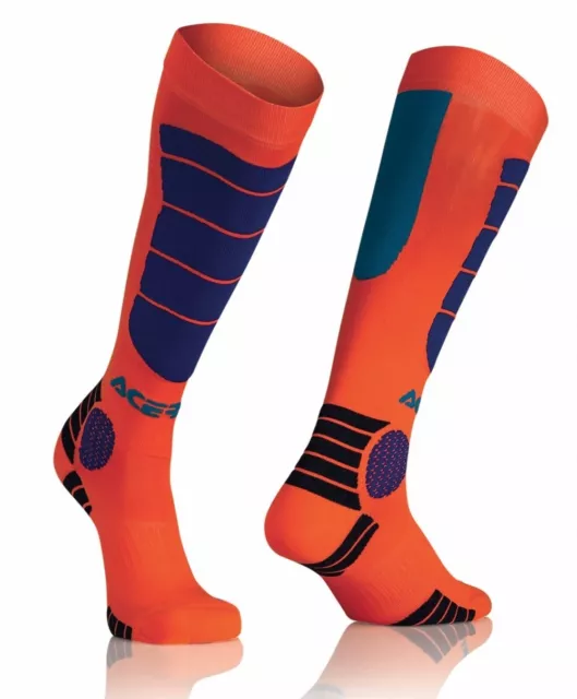 Calze Moto Off Road Cross Enduro Termiche Rinforzate Impact Arancio Blu  39/41