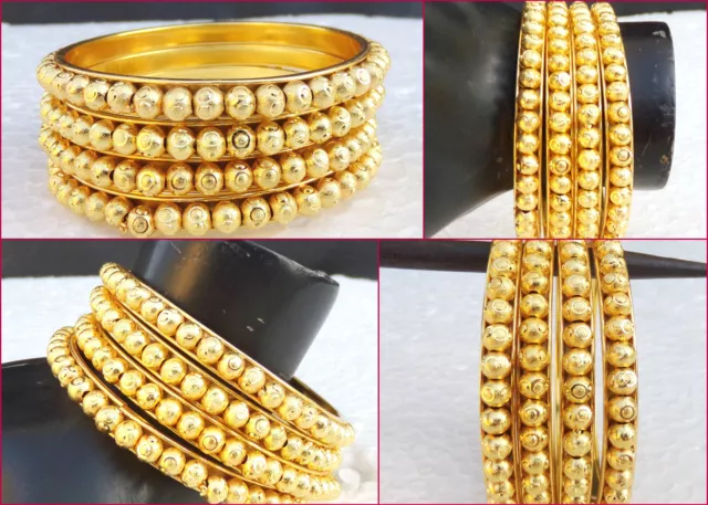 South Indian Bangles Bollywood 22k Gold Plated Beautiful Jewelry Set 4pc 2.10*