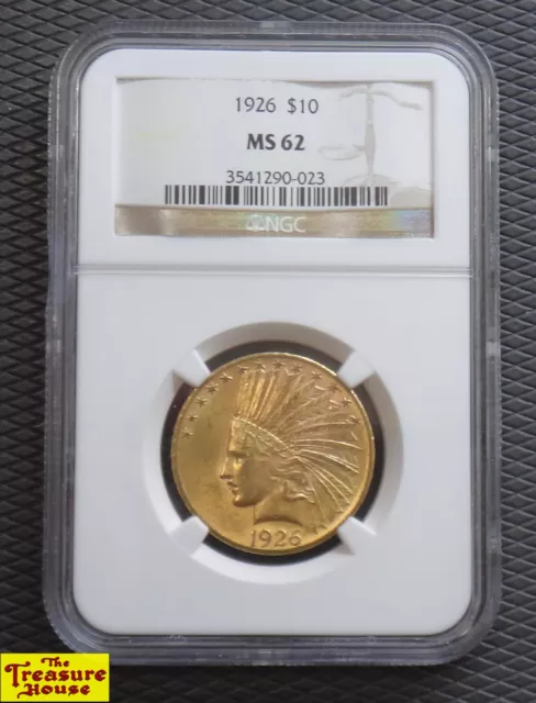 1926 NGC MS 62 Native American Indian Head TEN DOLLARS G$10 USD Eagle Gold Coin