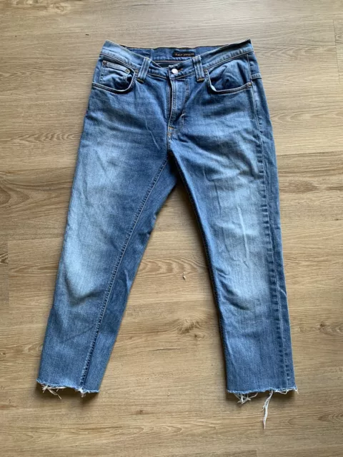 Nudie Jeans 31 Denim Button Fly Cut Off Hem