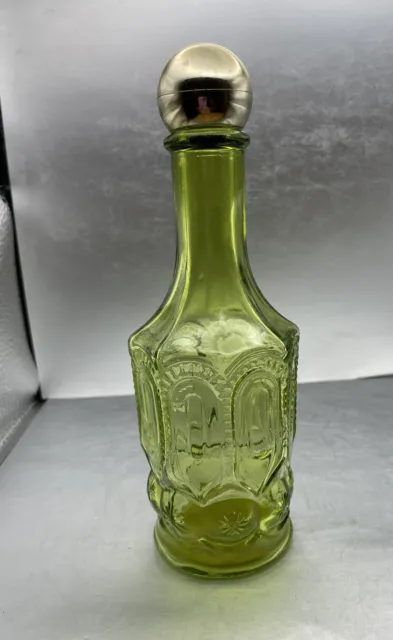 Vintage Avon Green Glass Apothecary Decanter Bottle Lemon Velvet 1970s