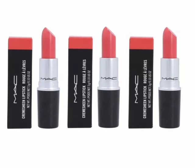 3 x MAC Cremesheen Lipstick - Pretty Boy (pink coral) New in Wrapper Authentic!