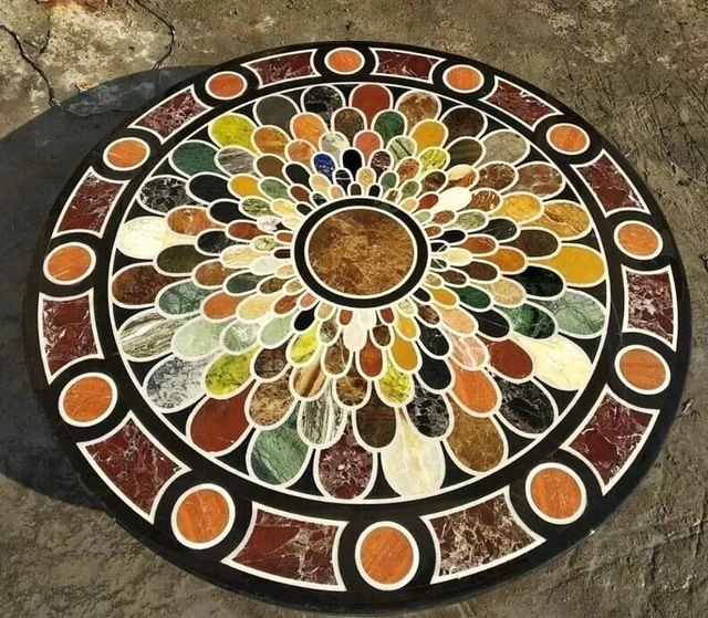 42" x 42" Marble Coffee Center Table, Inlay Table Top, Dinning Table, Furniture