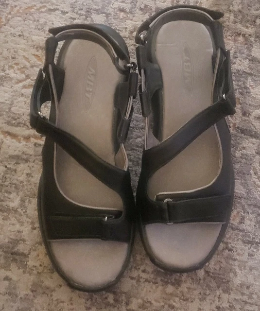 MBT Panda Rocker Bottom Black Leather Sandals Women's Size 11 400199-03 MBT Panda Rocker Bottom Black Leather Sandals Women's Size 11 400199-03