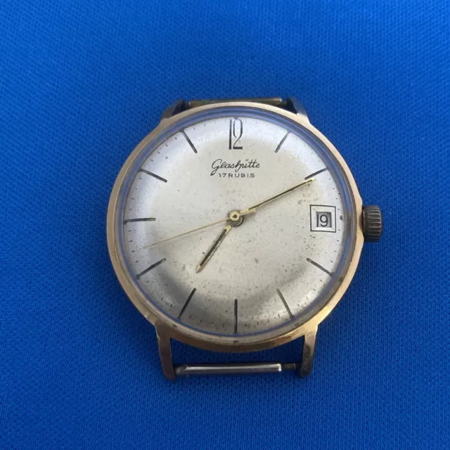 Glashütte Handaufzug 36mm 17 Rubis GUB DDR Original 60er mit Datum