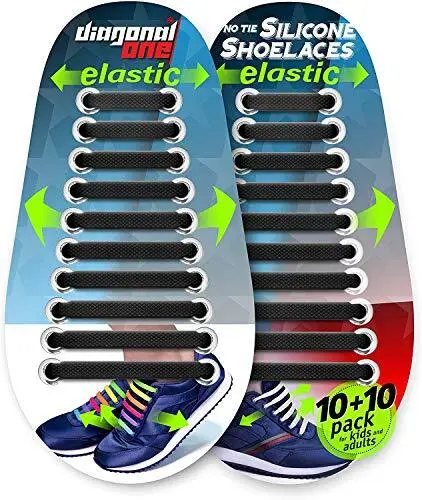 No Tie Shoelaces for Kids & Adults. The Elastic Silicone Shoe Laces to Replac...