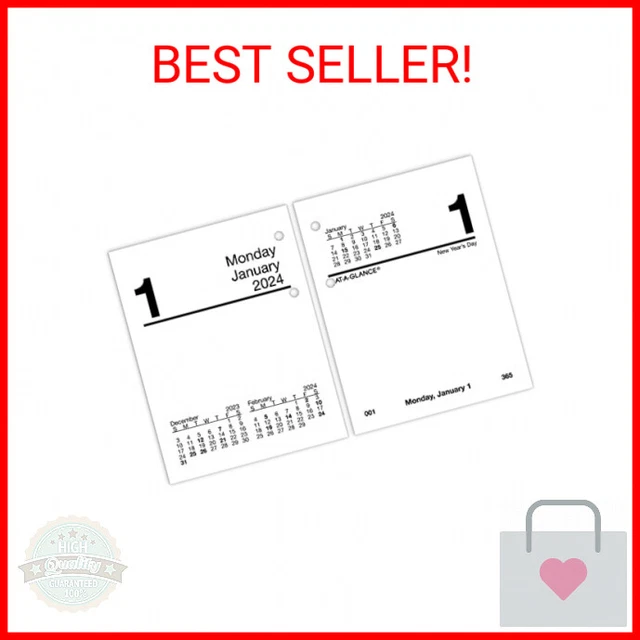 ATAGLANCE 2024 DAILY Desk Calendar Refill, 3" x 33/4", Mini, Loose