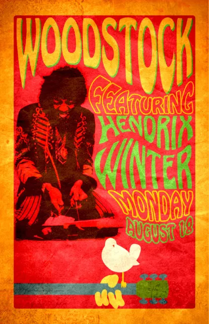 Jimi Hendrix Woodstock Vintage Music Poster Art - 0273