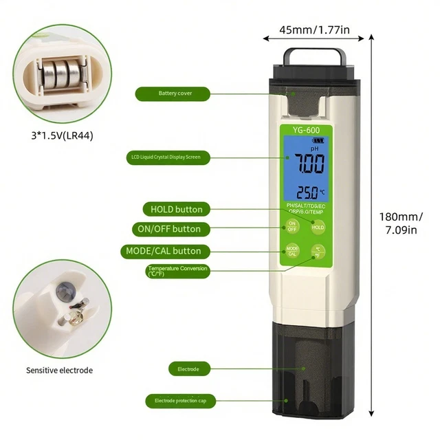 Testeur Qualité Eau 8 En 1 PH CF ORP Pour Aquariums - Neuf, Surveillance En Ligne