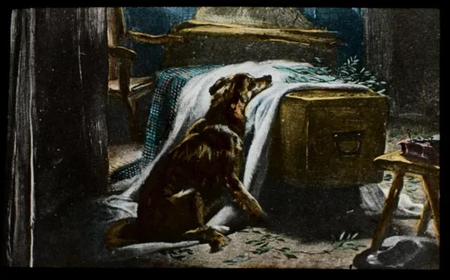 Magic Lantern Slide LANDSEER THE CHIEF MOURNER C1910 ILLUSTRATION DOG