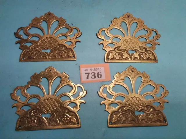 Antique Brass Escutcheon Plate X 4 Key Hole