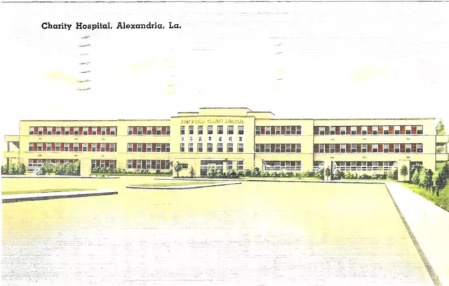 Vintage Louisiana Linen Postcard Alexandria Charity Hospital