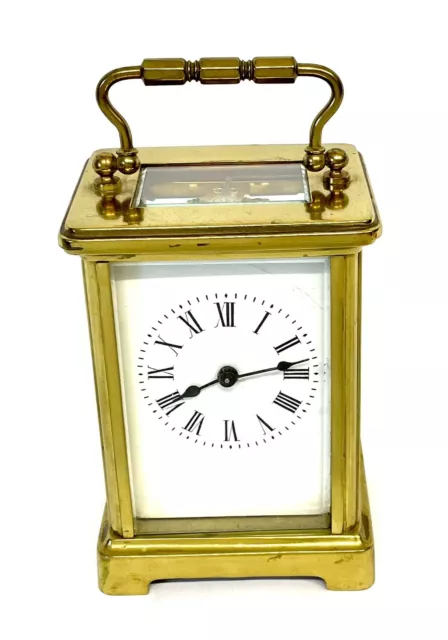 Antique Brass Carriage Mantel Clock Timepiece