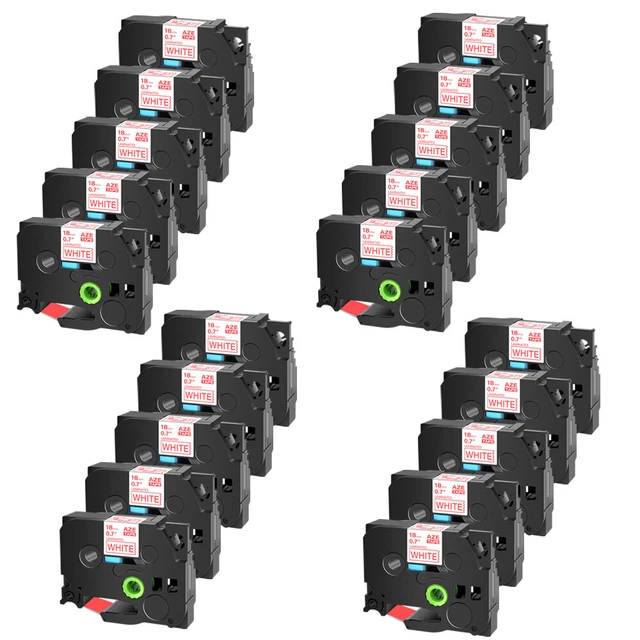 20PK Label Tape Compatible For Brother P-Touch TZ-242 TZe-242 Red on White 0.7''
