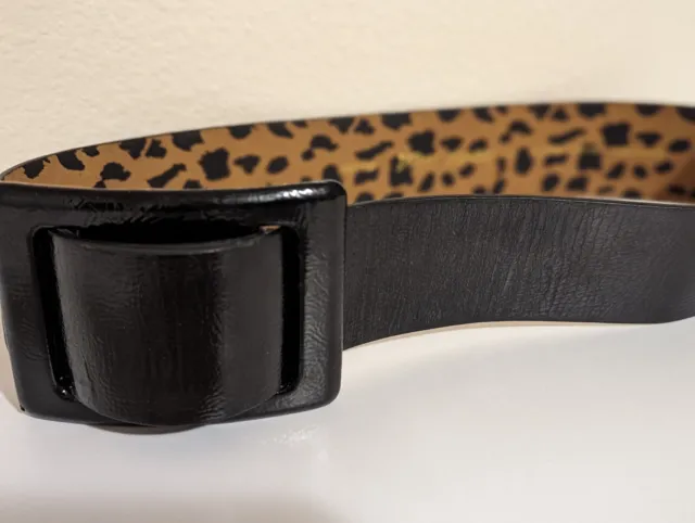 Betsey Johnson BBP1033 Womens Black Animal Print Belt Buckle 3" Wide Size M/L