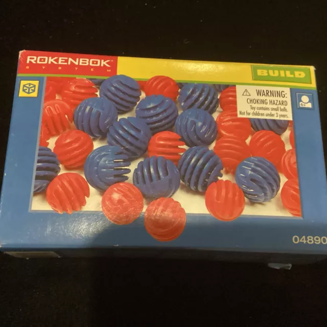 100 Vintage Rokenbok System Lot of Red and Blue Rok Balls building toy - 04890