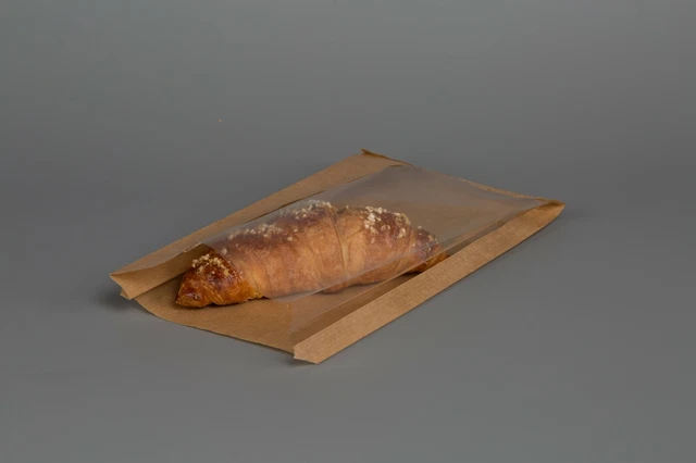 Sacs Alimentaires En Papier Avec Cellophane Marron Kraft Pain Sandwich Boulangerie Emballage Déjeuner