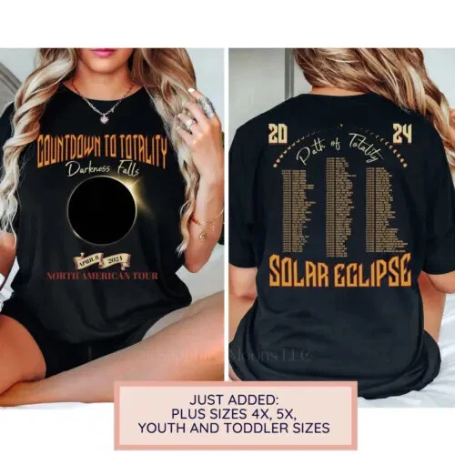 TOTAL SOLAR ECLIPSE Shirt April 8th 2024, Rock Concert Tour Tee Path of Totality 6.99 PicClick