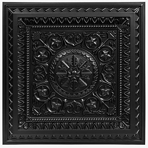Drop Ceiling Tiles, Glue up Ceiling Tiles, 2'x2' Plastic Sheet in Black (12