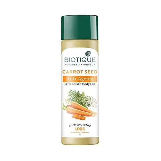 Biotique Bio Zanahoria Semilla Antienvejecimiento Después Baño Aceite Corporal -