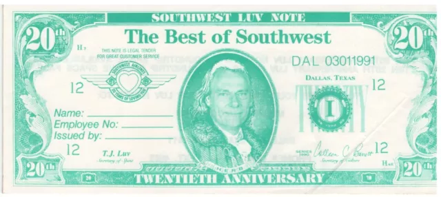 Southwest Airlines LUV Notes - Twenty Anniversary Booklet