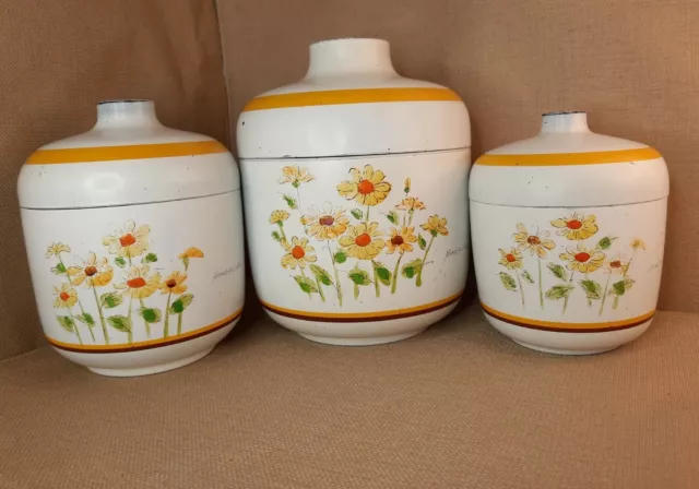 Retro 1970's Canister Set Sears, Roebuck, Vintage Japan Hand-Painted Flowers