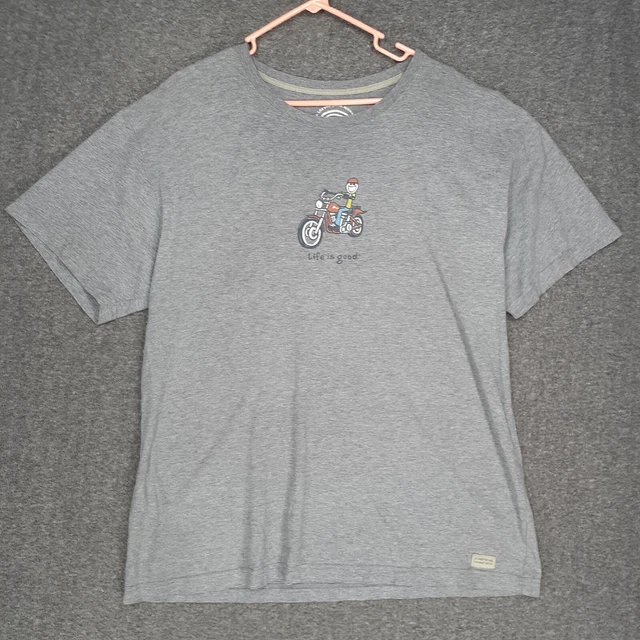 Life Is Good Motorcycle Biker T Shirt Adult XL gray short sleeve mens casual
