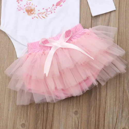 Newborn Baby Girls 1st Birthday Tops Romper Tutu Skirt Dress Outfits Clothes 5