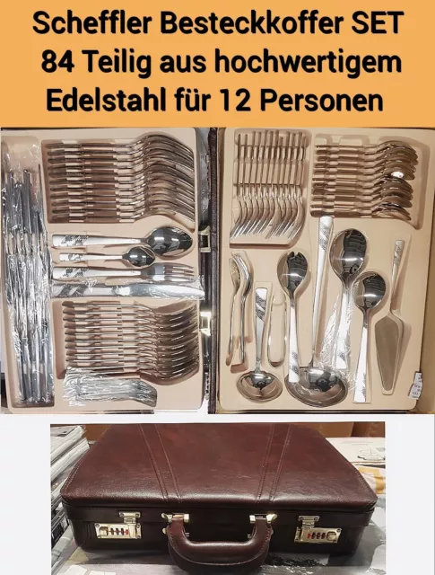 Scheffler Besteckkoffer SET 84 Teilig  aus hochwertigen Edelstahl Rostfrei *NEU*