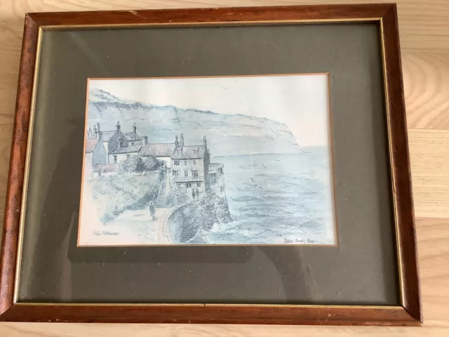 Robin Hood’s Bay Whitby vintage water colour print by Colin Williamson.