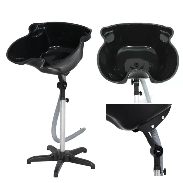 Salon Hair Shampoo Basin Height Adjustable Portable Treatment Bowl Black