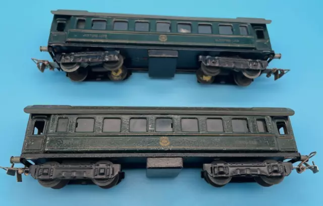 2 X Vintage Marklin Ho Gauge Tin Plate Coaches (Dining Car + Sleeping Car)