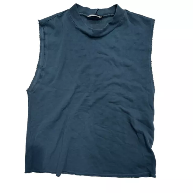 NWT Lanston Sleeveless Crew Neck Cotton Tencel Top Womens Blue Size XS