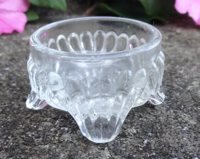 Dainty, Clear Glass Footed Open Salt Dip, Cellar, Dish!