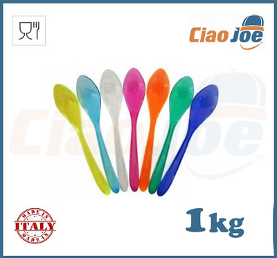 CIRCA CUCCHIAINI PLASTICA COLORATI 1 KG circa 380 pz CUCCHIAI PALETTE GELATO 