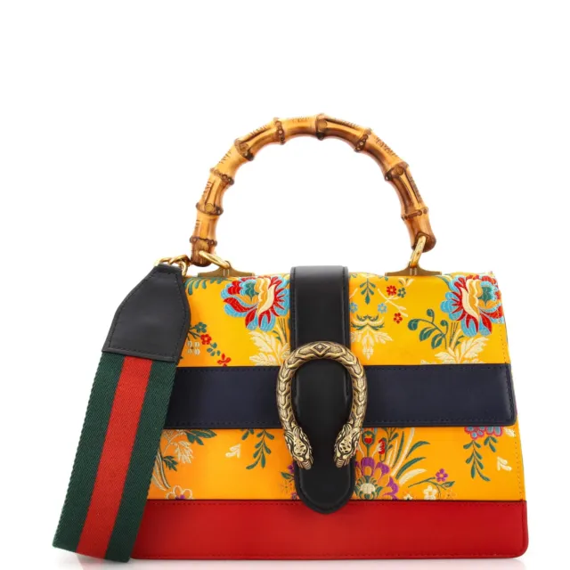 Gucci Dionysus Bamboo Top Handle Bag Floral Jacquard with Leather Medium
