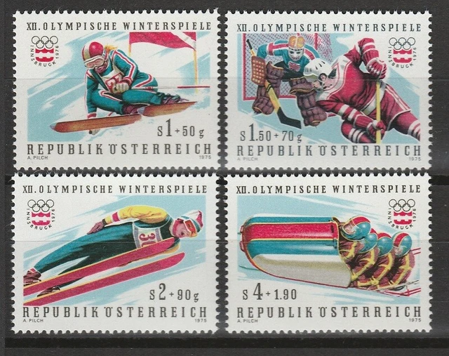 Austria 1975 Sc# B331-B334 Mint MNH Innsbruck winter Olympic games hokey stamps