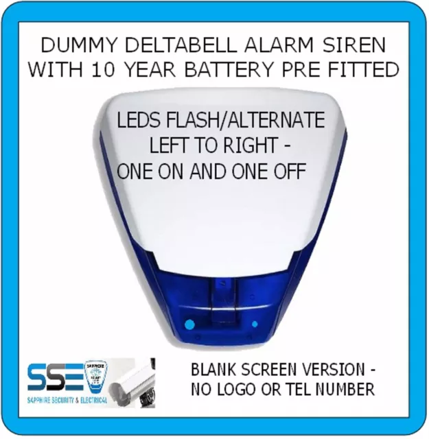 Dummy Alarm-Siren Deltabell - Doble Flash LEDs Azules 10 Años Ajustados - CUBIERTA BLANCA