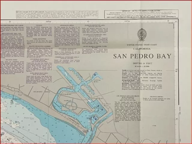 Admiralty 1082 US-West Coast California San Pedro Bay Wall Marine Map Poster
