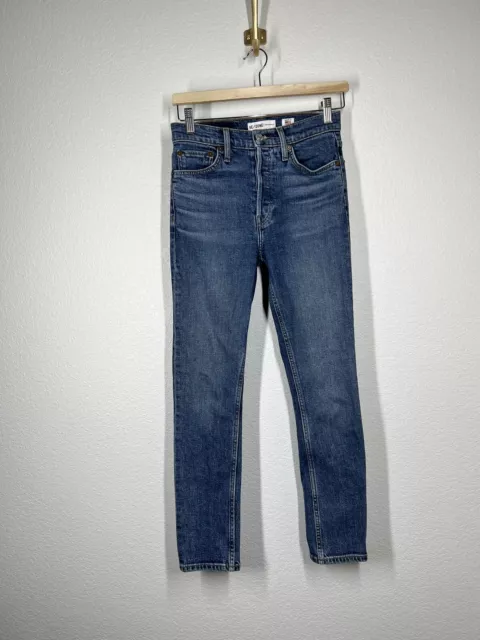 Re/ Done Originals High Rise Ankle Skinny Jean Size 25 Button Fly